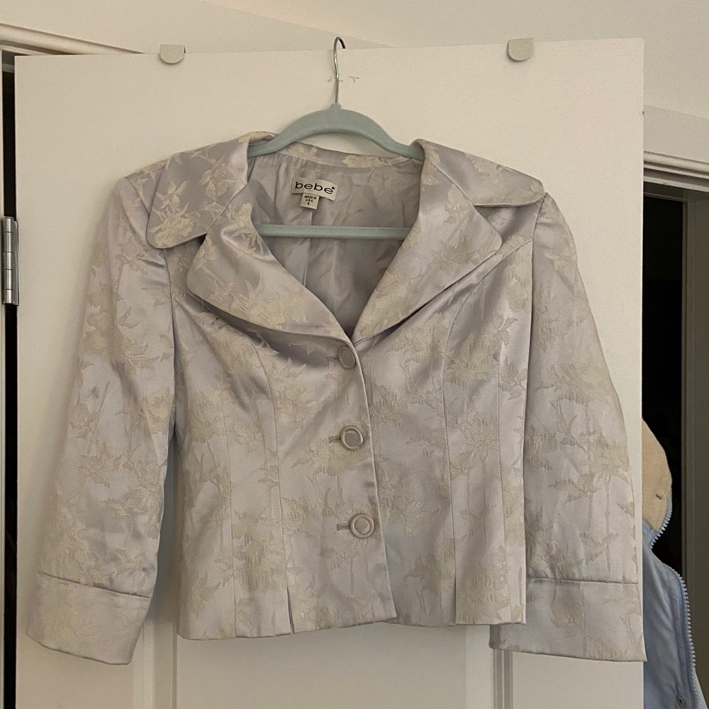 Silk jacquard silver Bebe blazer